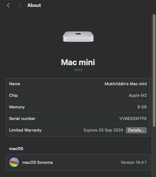 Mac mini с чипом M2 (с официальной гарантией Apple до сентября, 2024)