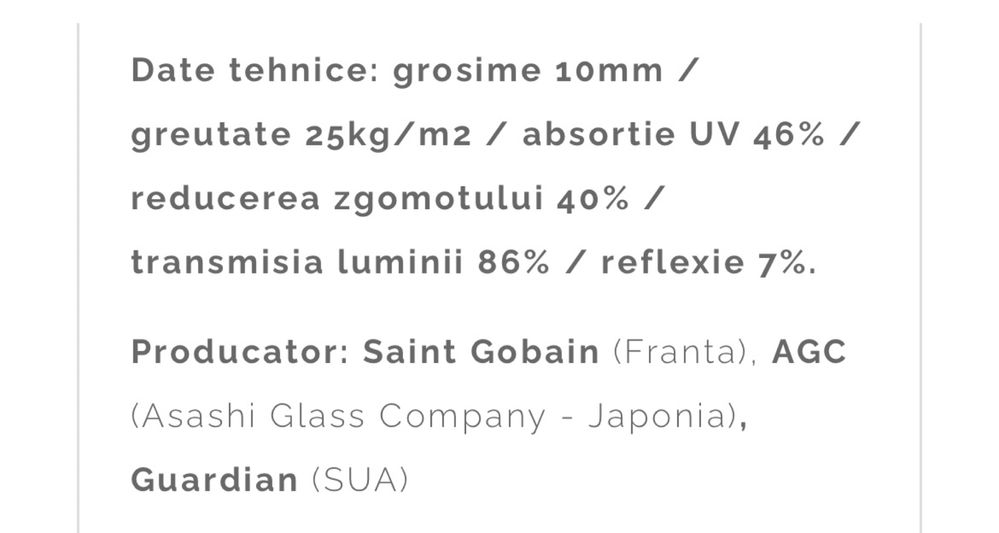 Sticlă securizată 10mm 2.73h (15-100 cm) panouri/usi aluminiu/termopan