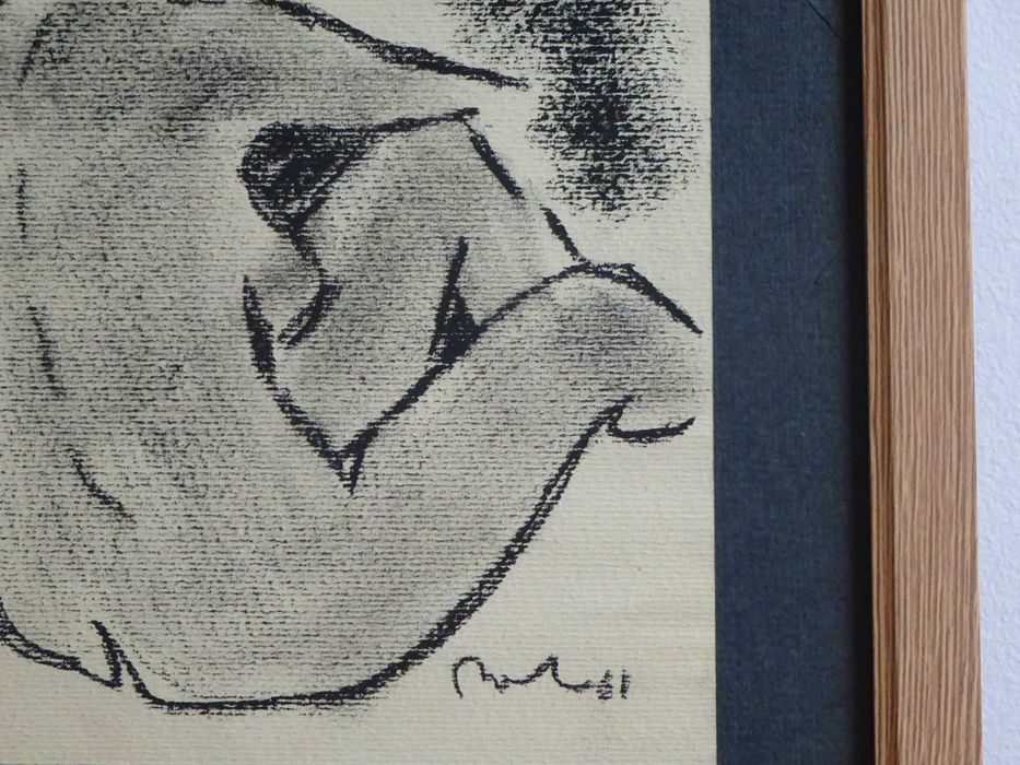 Corneliu Baba, ’Nud meditand’ | Tablou vechi, carbune pe hartie