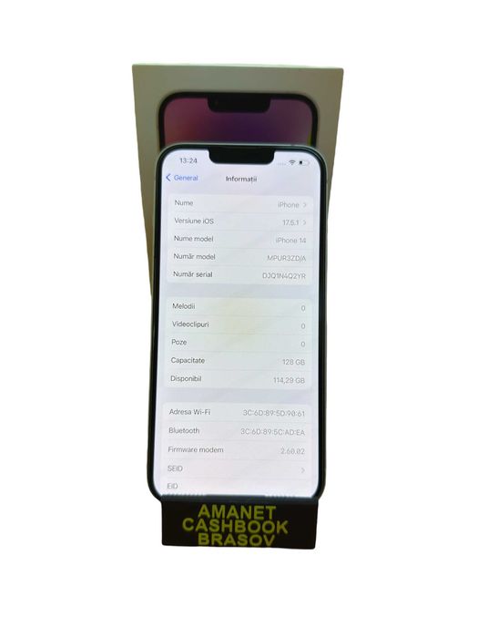 Iphone 14 - 128 GB Memorie - Baterie 100 % - Cashbook Amanet Brasov