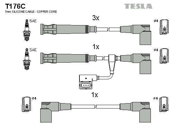 TESLA T176C - Кабели за свещи/запалителни кабели за BMW Е30 , E36, E34