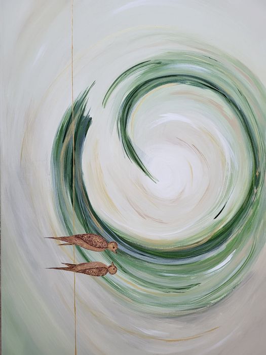 Tablou pictat manual "Birds"