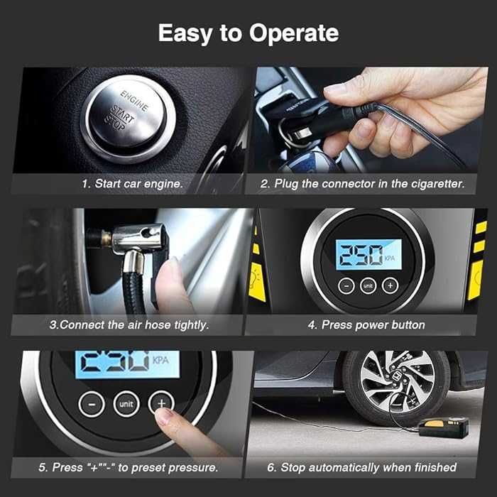 Compresor auto digital 3in1, 120W, 35L/min, Cablu de alimentare 3m