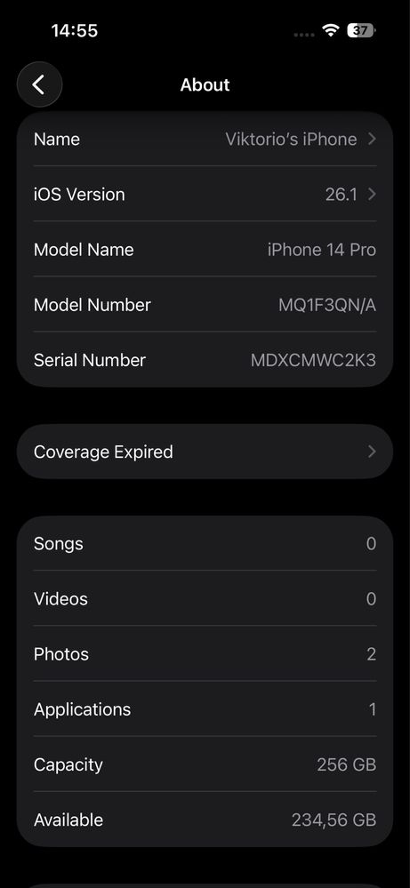 iPhone 14 Pro 256GB - Отключен