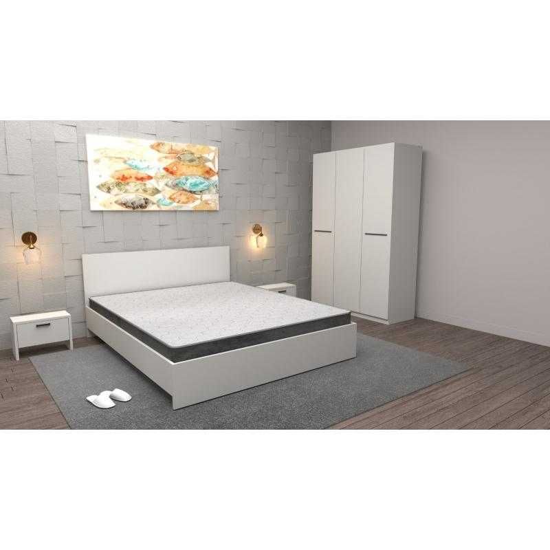Dormitor Raio  Alb/Venghe/Stejar- Pat-2 Noptier-Dulap-ELV295