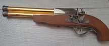 Brichetă de pistol din anii 1800 din metal și lemn cu două țevi cromat