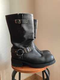 Loblan 501 Black Waxy Leather Men Biker Boots Hand Made