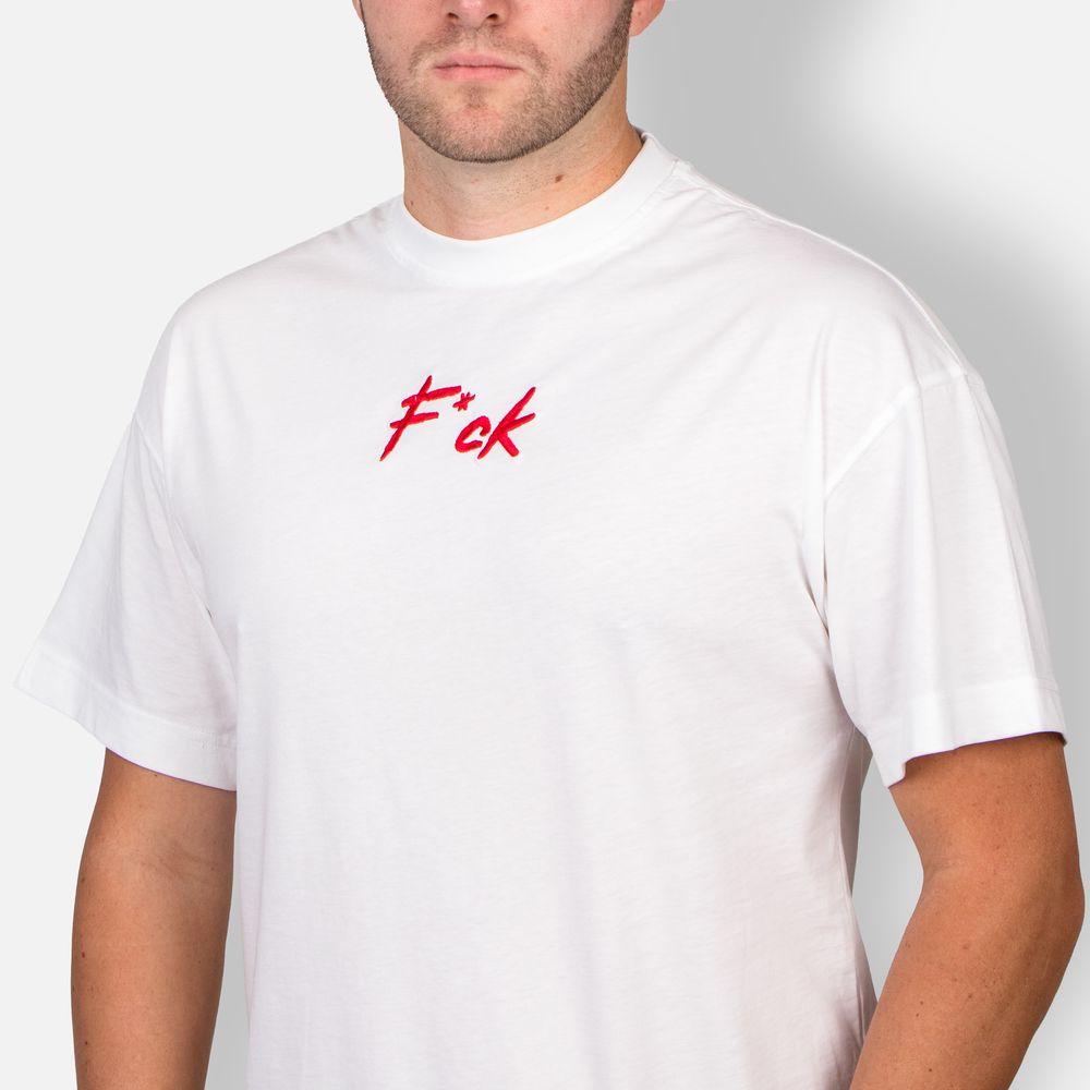 Бяла тениска с бродерия “F*ck”
