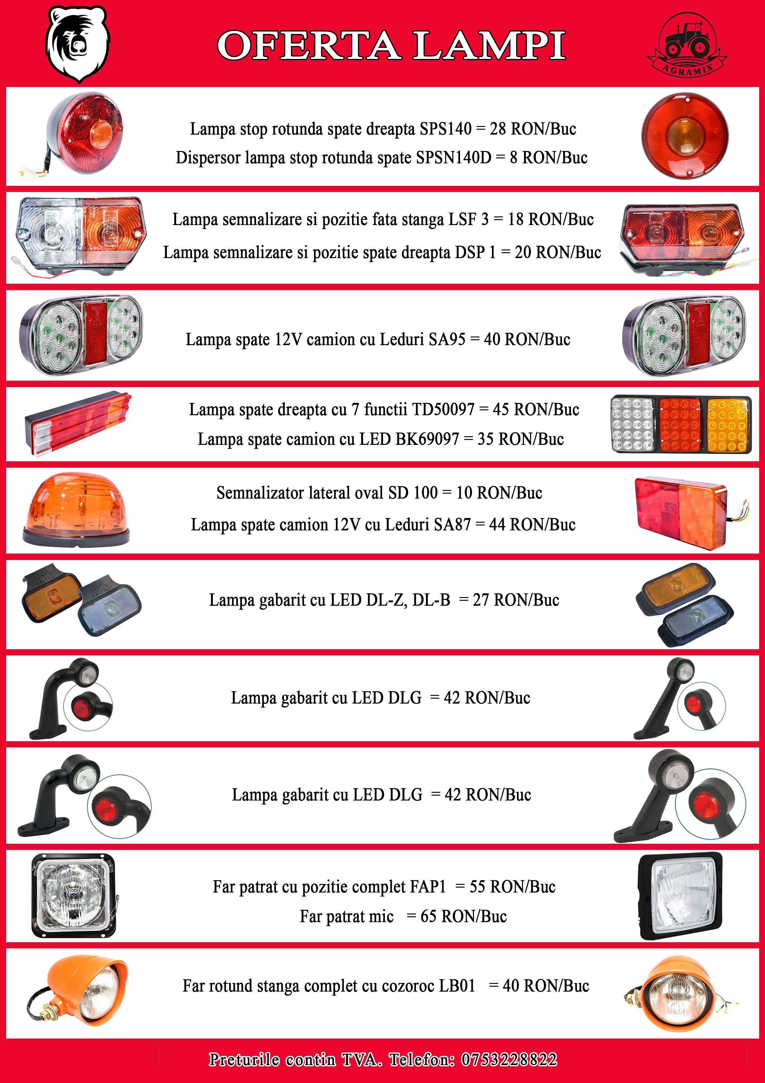 Lampi proiectoare, stroboscoape, gabarit, LED noi Agramix