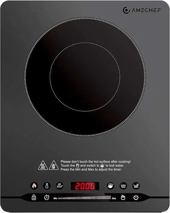 Plită cu inducție AMZCHEF, 2000 W, plită portabilă,meniuri automate