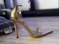 Sandale aurii imitatie piele de sarpe