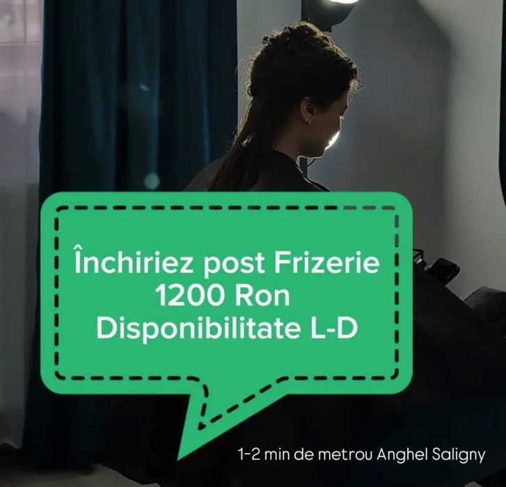 Închiriez Scaun Frizerie București (1-2 min Anghel Saligny)