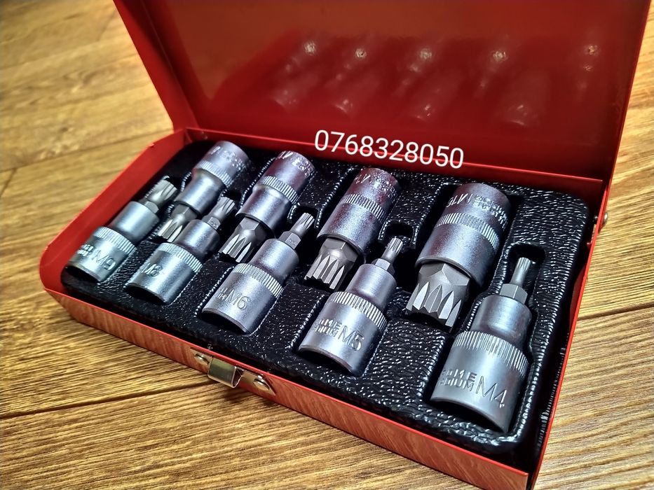 Trusa chei tubulare 1/2 cu spline 9 piese, M 4 - 16