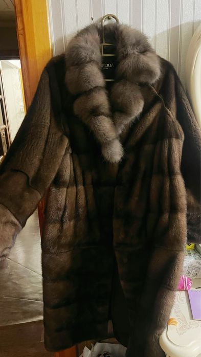 ШУБА НОРКА с соболь воротником ТРАНСФОРМЕР