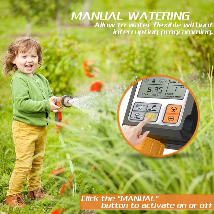 CROSOFMI Напоителен компютър с голям дисплей, Rain Delay и Child Lock