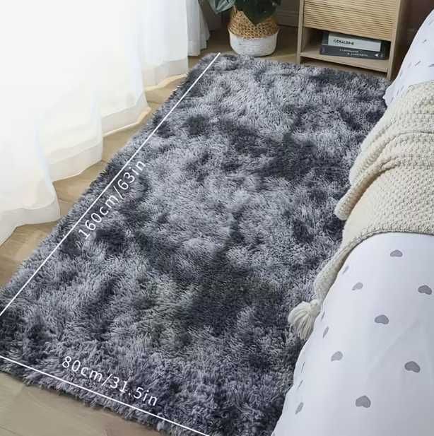 Covoraș dormitor tie-dye, puf lung – design wow, preț super!