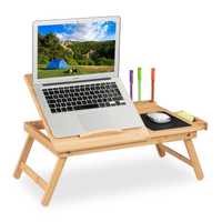 Masa pentru laptop bambus pliabila rabatabila sertar si suport mouse