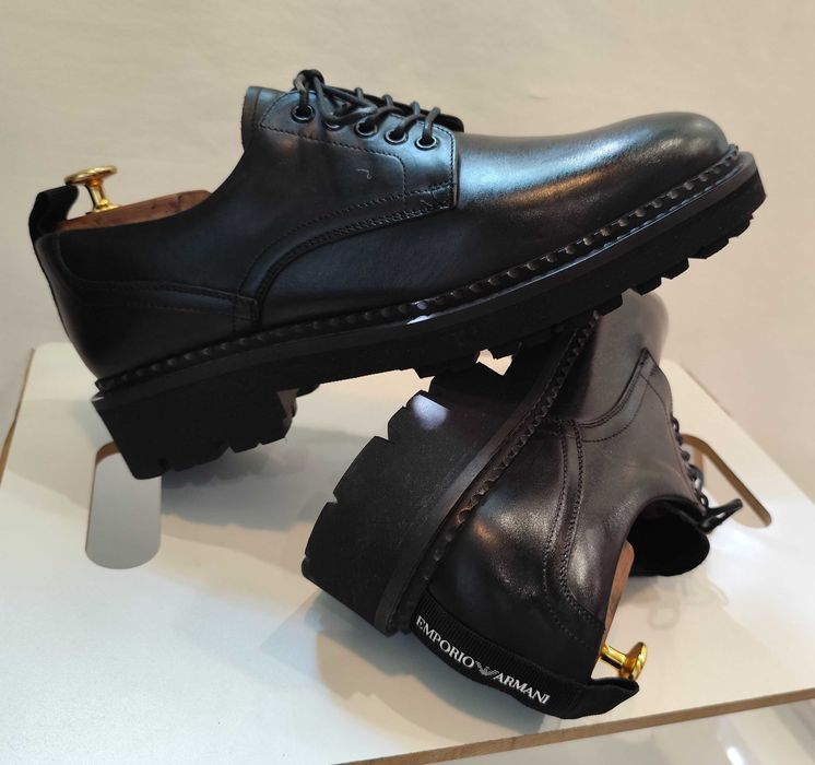Pantofi derby 43 43.5  de lux Emporio Armani NOI piele naturala moale