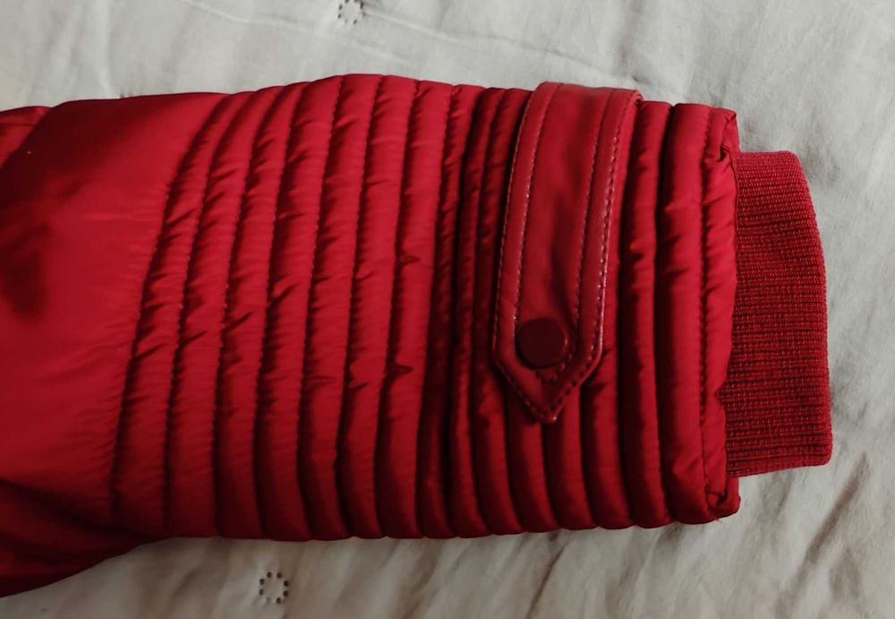 Дамско зимно яке с качулка, естествен косъм, цвят бордо от шушляк,3XL