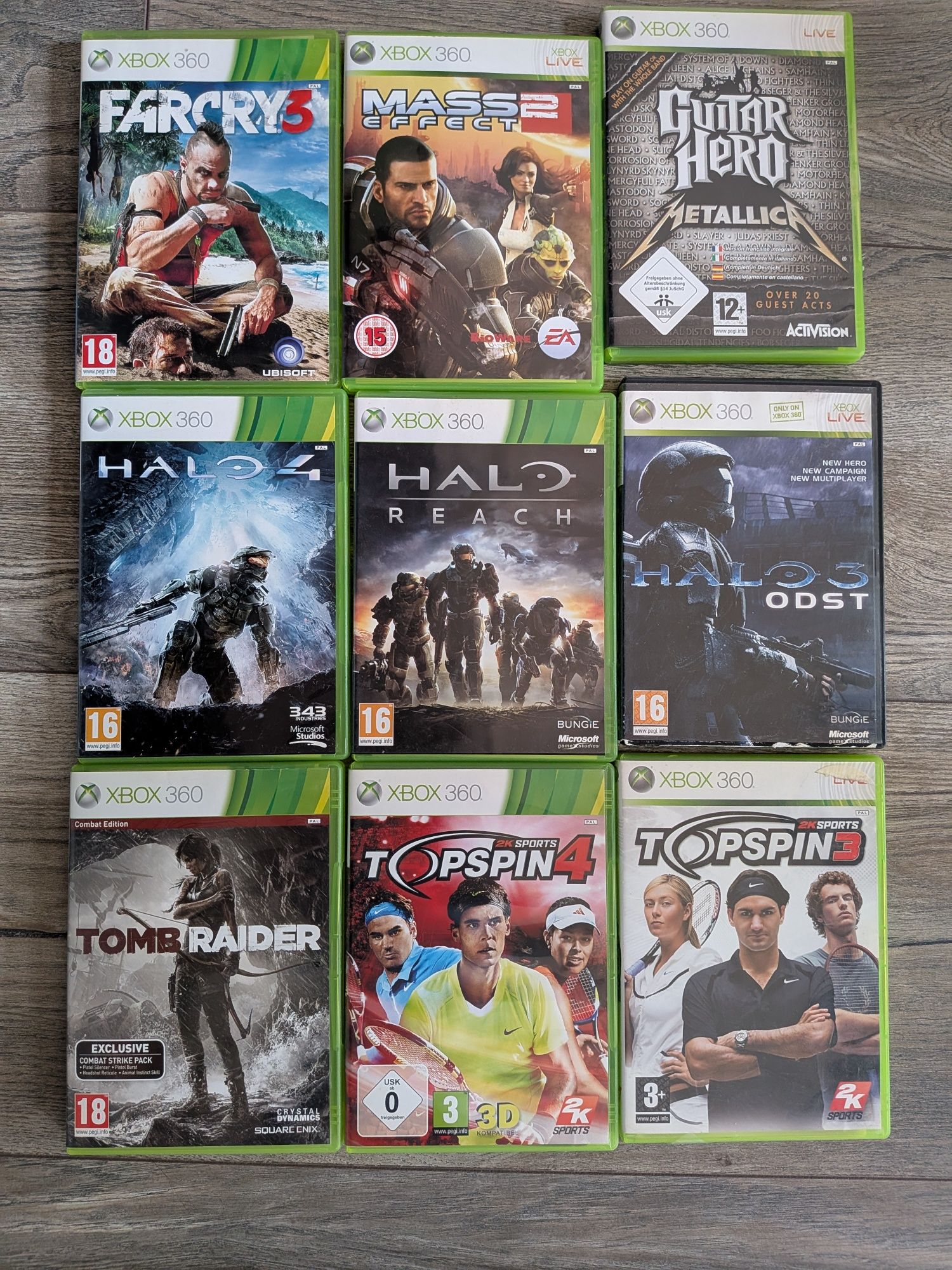 Xbox 360 с два контролера, китара и 9 игри на диск