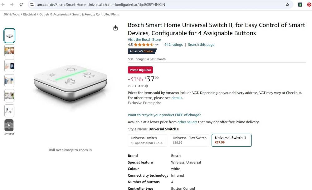 Comutator universal Bosch Smart Home II