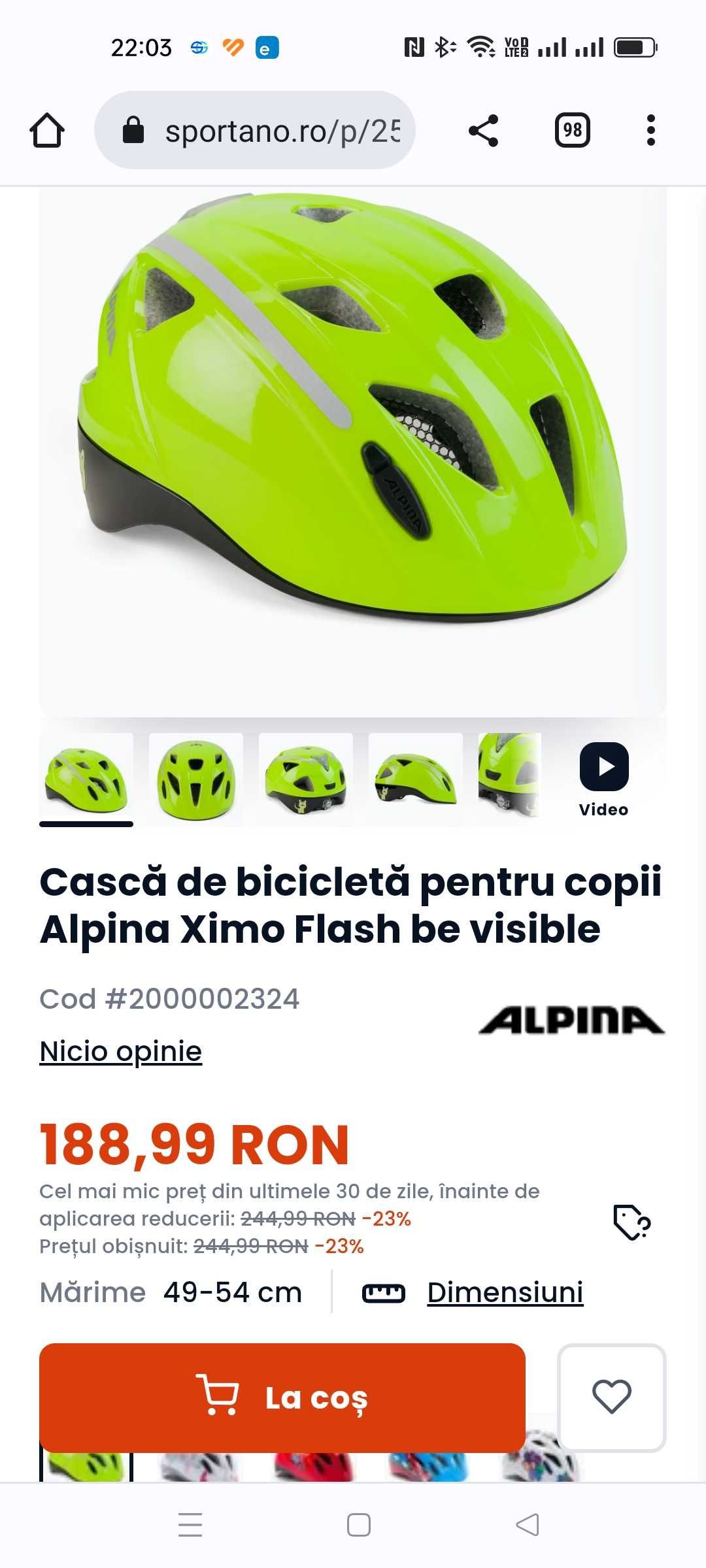 Casca copii bicicleta, trotineta, skate Alpina XIMO Flash 49-54cm