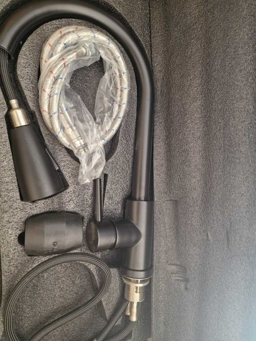 Baterie inox bucatarie cap flexibil auriu negru gri