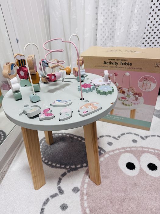 Masuta de lemn FSC cu activitati - Little Dutch, Flowers & Butterflies