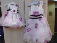 Детски рокли в бяло и лилаво