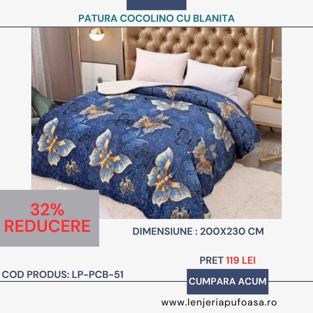 Patura cocolino cu blanita 200x230cm