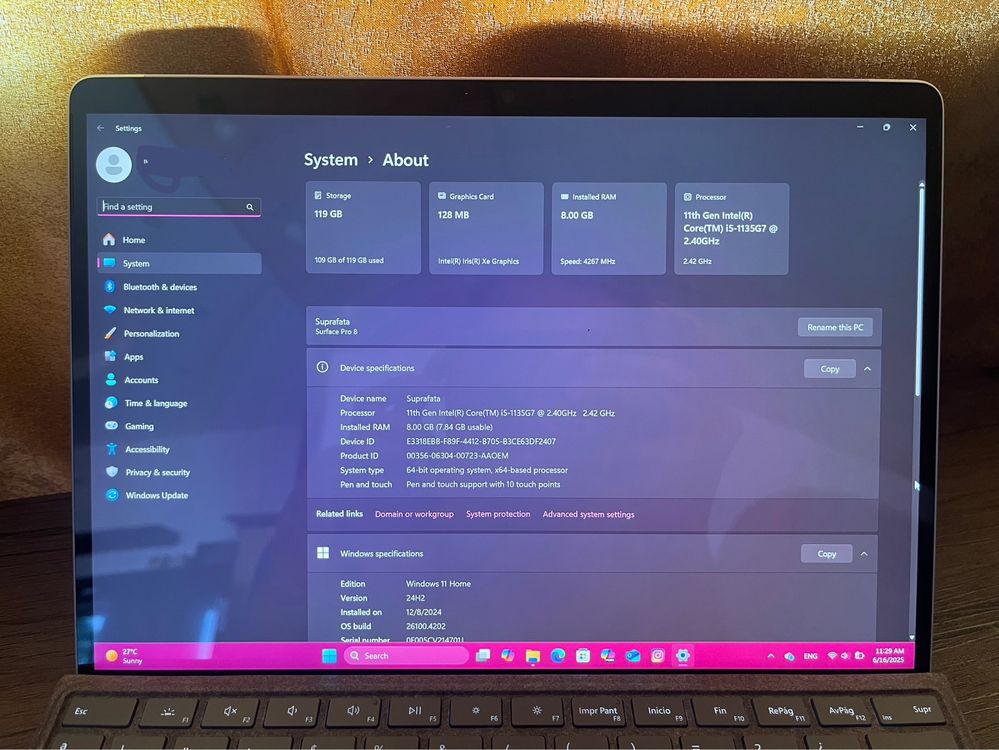 Microsoft Surface 8 Pro i5 8gb 128gb