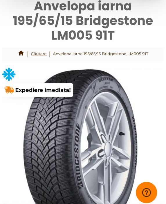 Anvelope de iarna Bridgestone 195/65/15, dot 2023