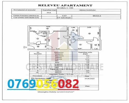 Apartament  3 camere confort 1, 72 mp, confort 1, Viziru 1