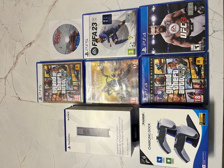 Диски и зарядные станции для PS5