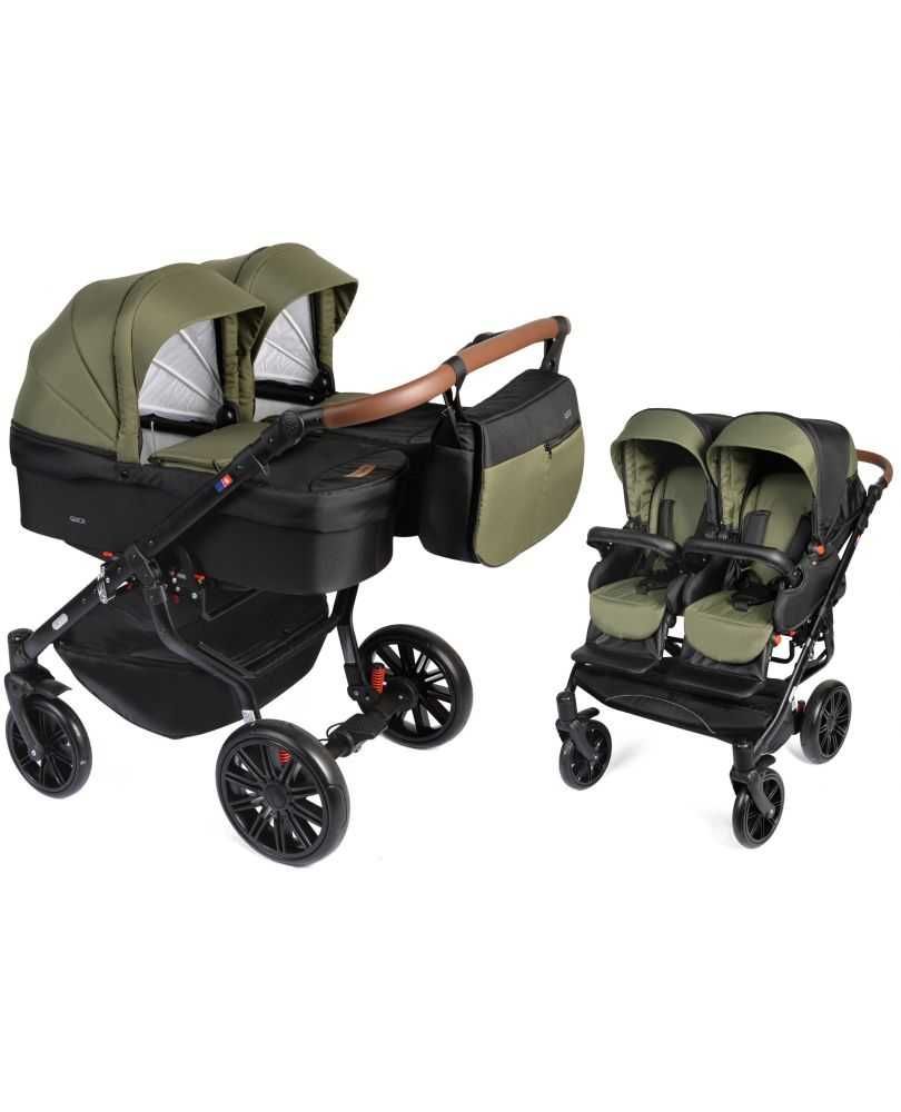 Комбинирана количка за близнаци 2 в 1 Dorjan - Quick Twin, зелена