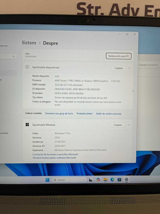 Laptop Lenovo ThinkPad P16s, Ryzen7 PRO, SSD 500GB, 32GB -A-