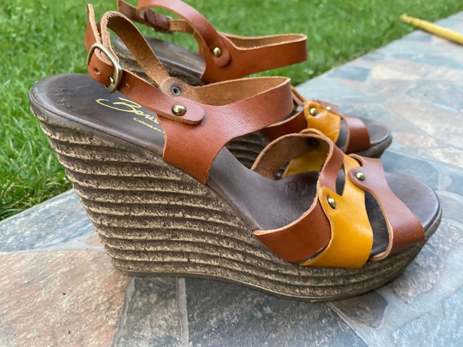 Sandale casual maro cu galben de vara