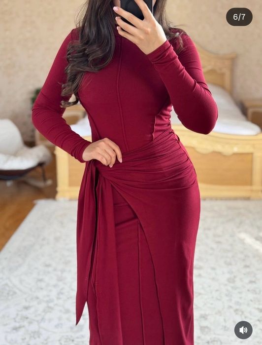 Элегантное бордовое платье-миди (Тренд!)