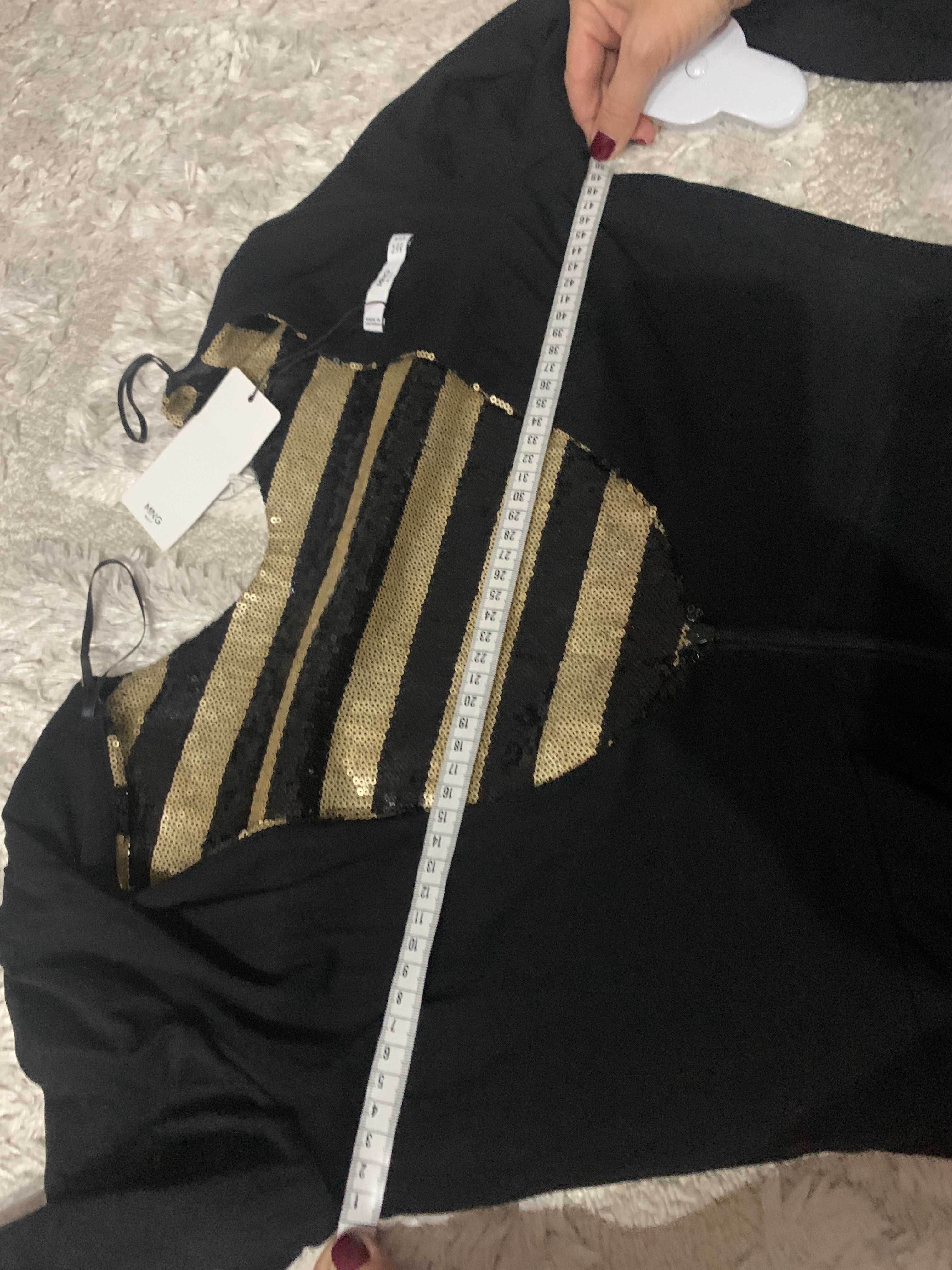 Rochie de ocazie NOU paiete RESERVED ZARA negru auriu mar S/M: 36-38
