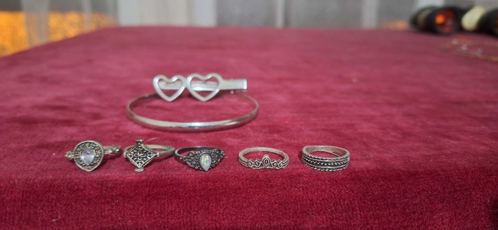 5 inele argint 100lei bonus o agrafa si brățară