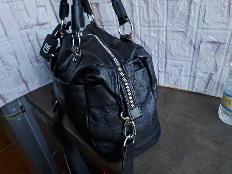 дамска чанта Georges Rech,черна кожена торба-естествена кожа