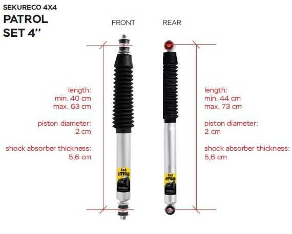 Амортисьори +2 и +4 инча за Nissan Patrol
