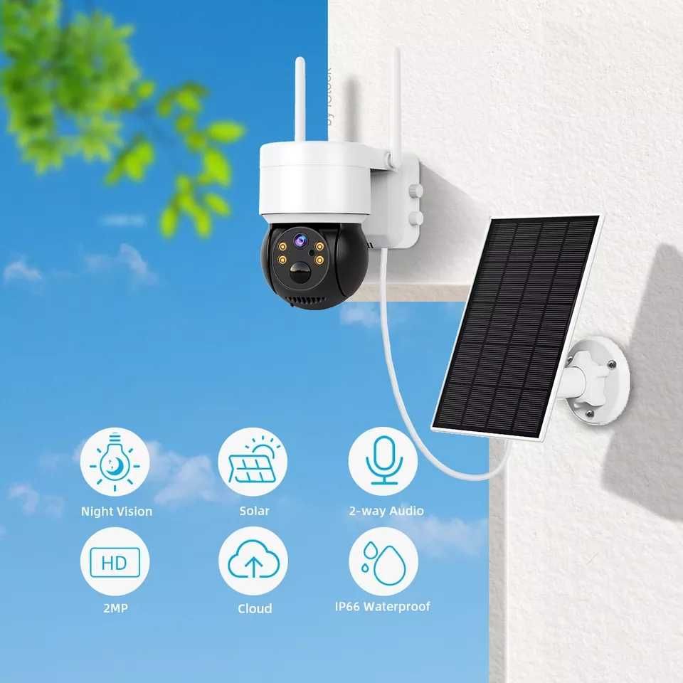 Camera solara WiFi, acumulatori inclus, detecție umană, card inclus