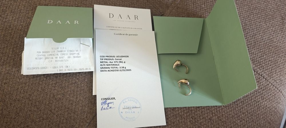 Cercei lacrimă din aur galben