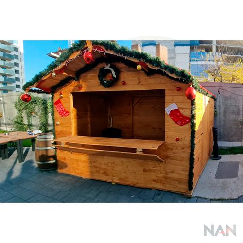 Vand casuta din lemn pentru targuri de Craciun 3/4