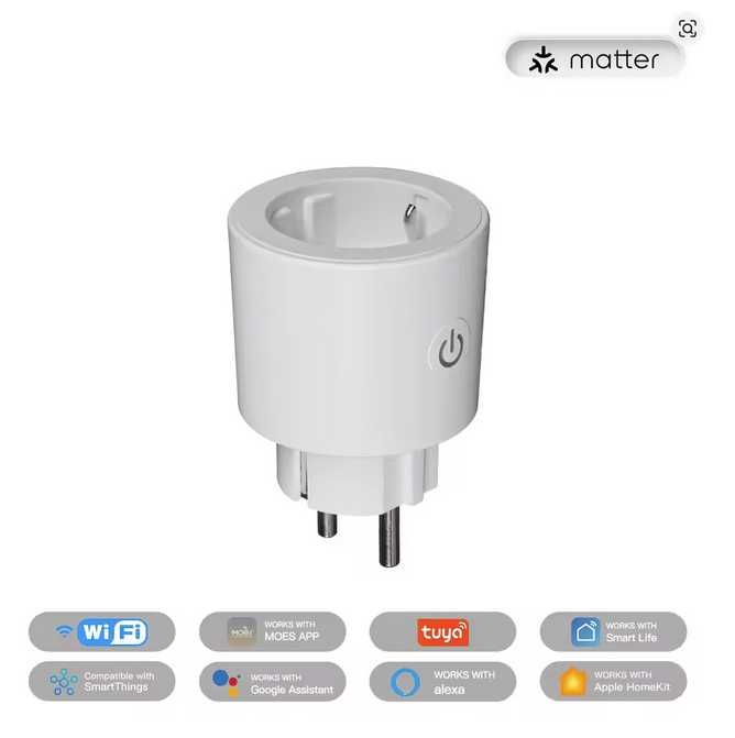 контакт MOES Tuya Smart Plug Matter WiFi, Apple Home Google Home Alexa