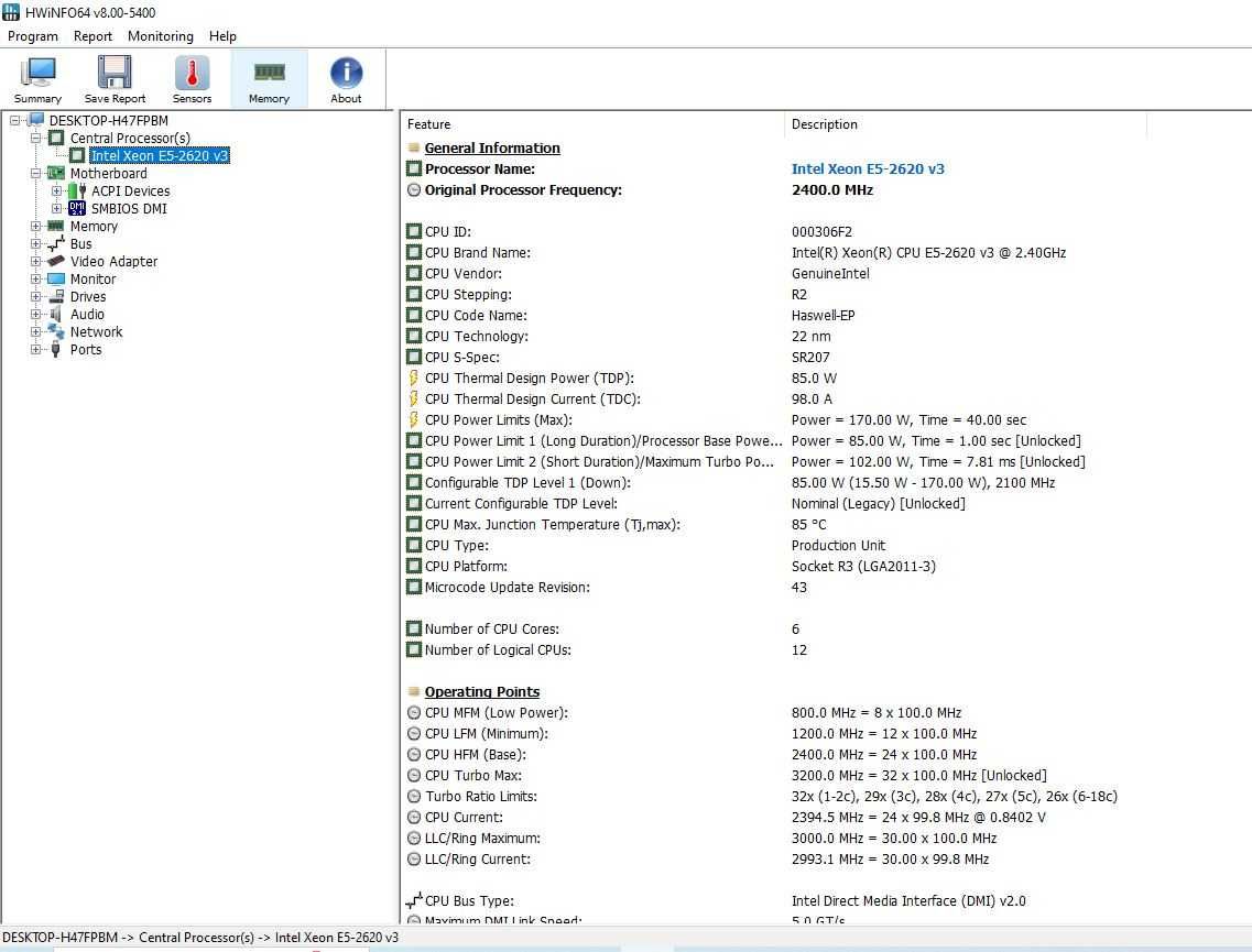 Procesor Intel Xeon E5-2620 V3 2.40Ghz Hexa Core LGA2011-3 85W