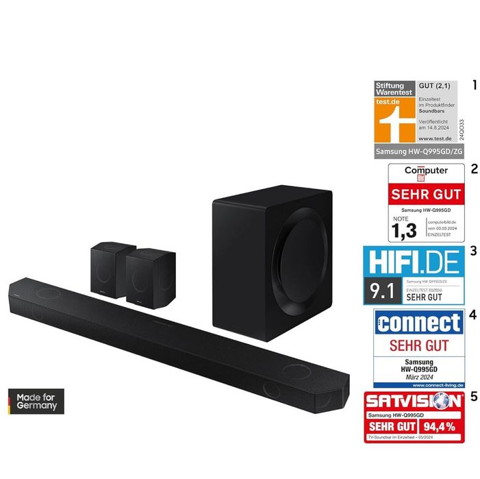 Samsung HW-Q995GD 11.1.4 Channel Q Soundbar for TVs, 4.0.2 Channel Rea