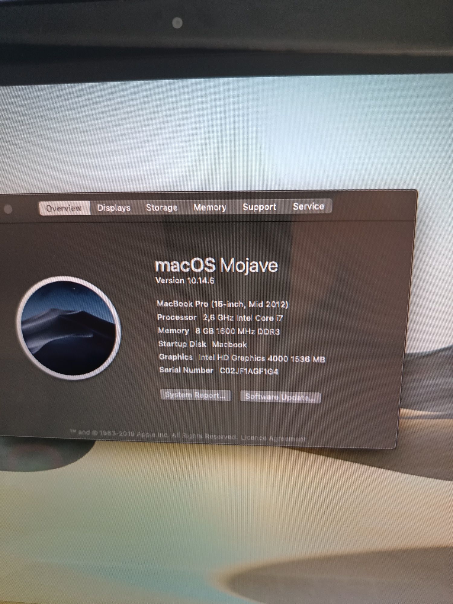 MacBook Pro 15 inch non retina mid 2012 8 Ram SSD