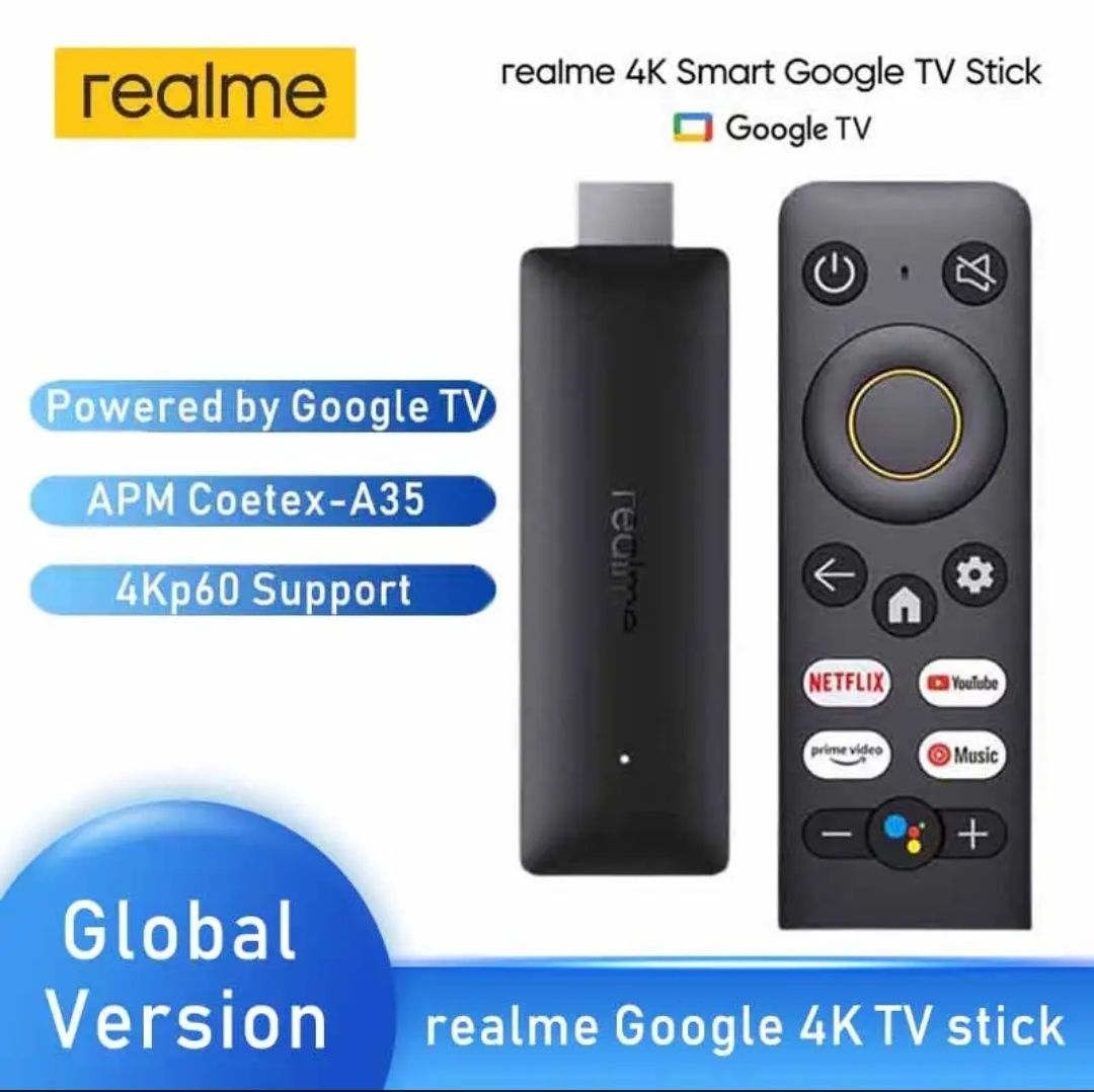 Лучшая TV-приставка 2022г Rrealme 4K Smart Google TV Stick с голоc.упр